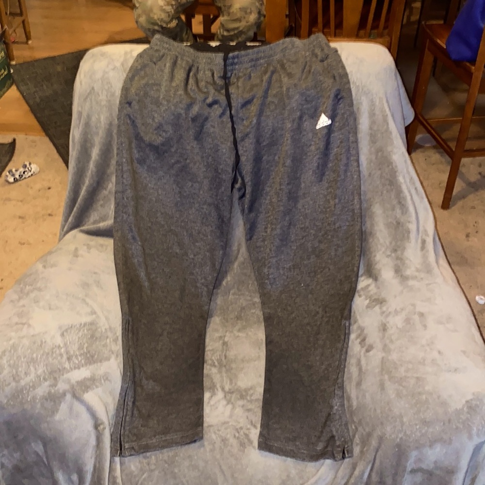 Addidas Athletic Pants, size-xxl, zip legs, stay cool fabric.